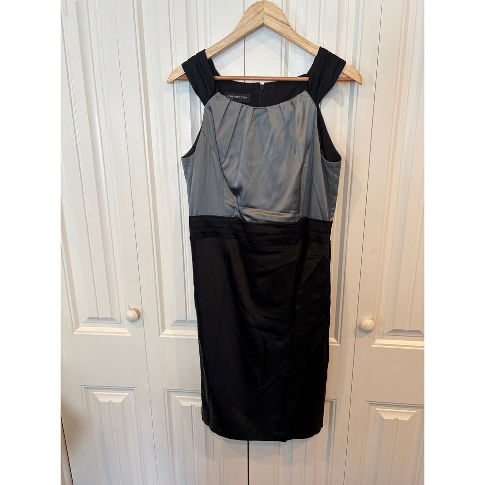 Jones New York Gray And Black‎ Satin Dress Size 10
